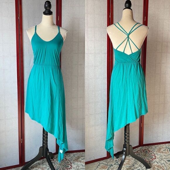 Bobi Turquoise Asymmetrical Dress with Strappy Back (Size: XS) - Picture 3 of 13